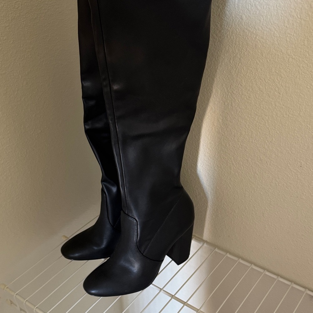 Aldo Black Tall Block Heel Riding Boots
